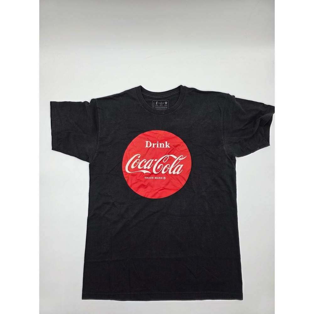 Coca Cola Black T Shirt Drink Logo Graphic Tee Men's Large